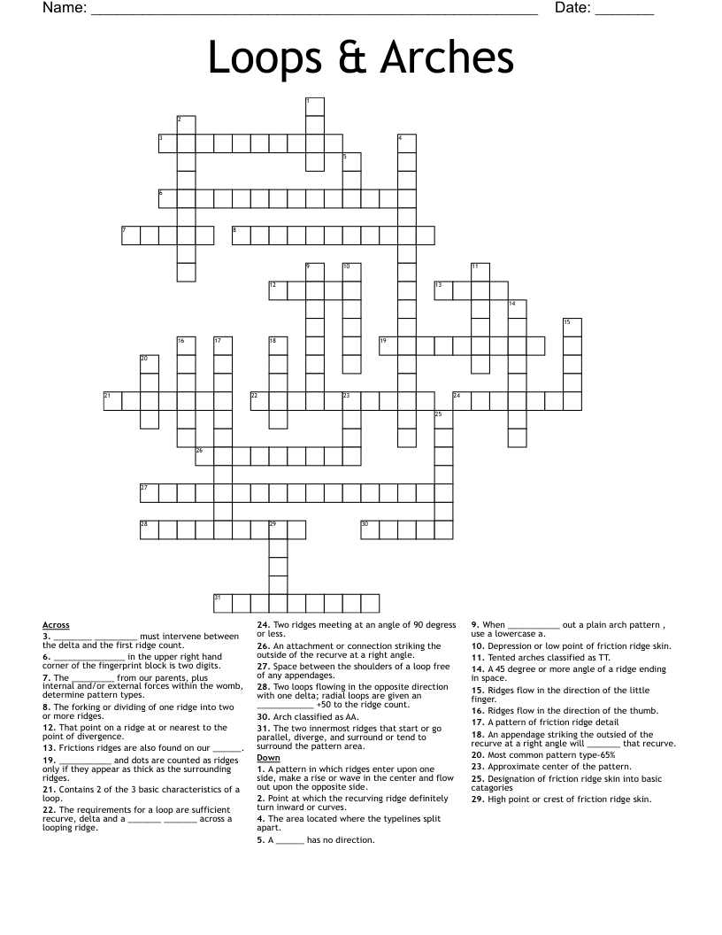 Loops Arches Crossword WordMint Loops Arches Crossword WordMint