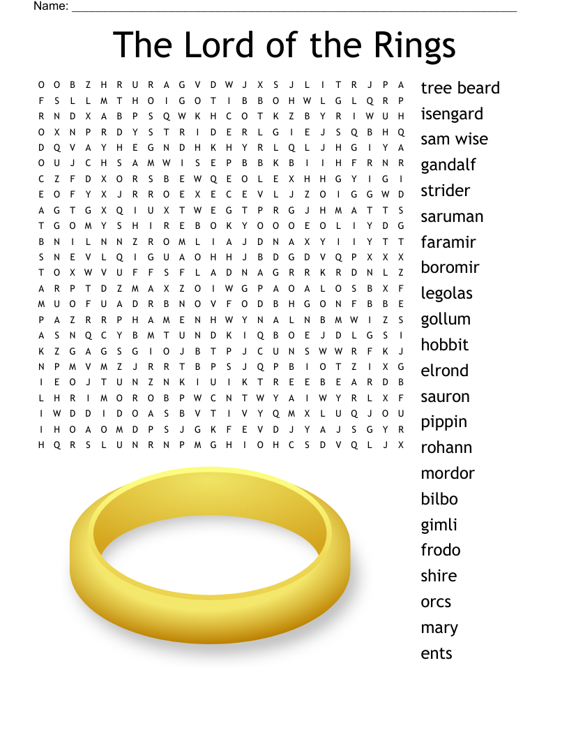 Lord Of The Rings The Fellowship Of The Ring Crossword WordMint Lord Of The Rings The Fellowship Of The Ring Crossword WordMint