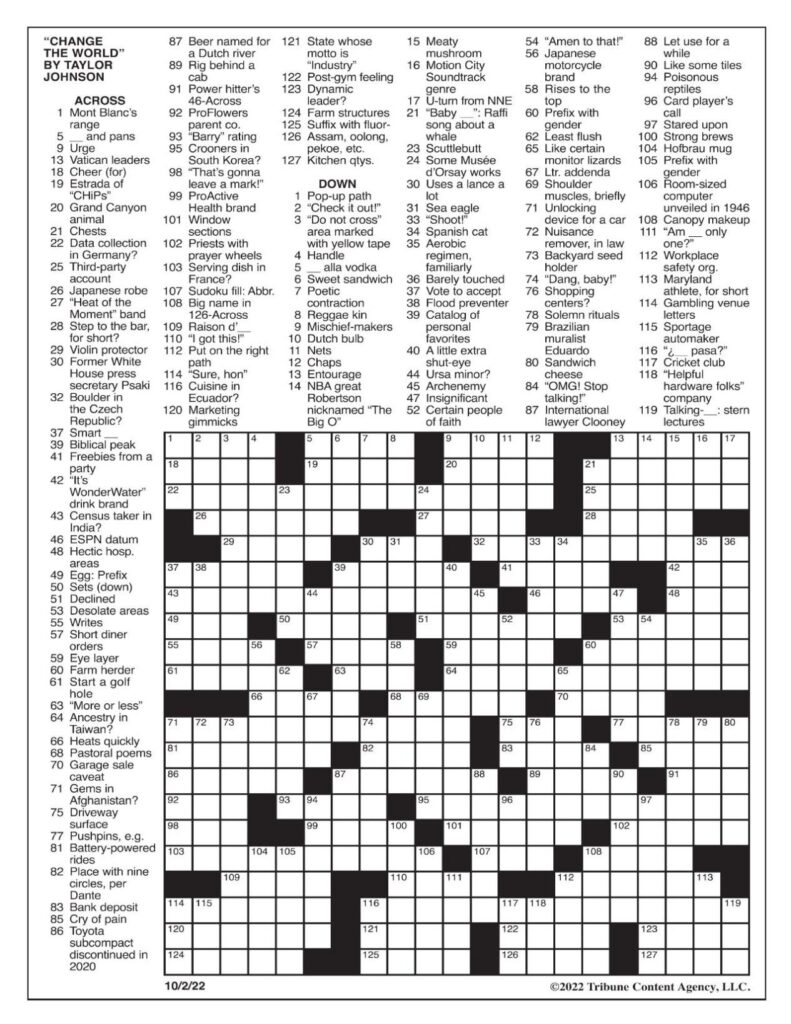 Los Angeles Crossword Puzzle Solution Free Printable Crosswords