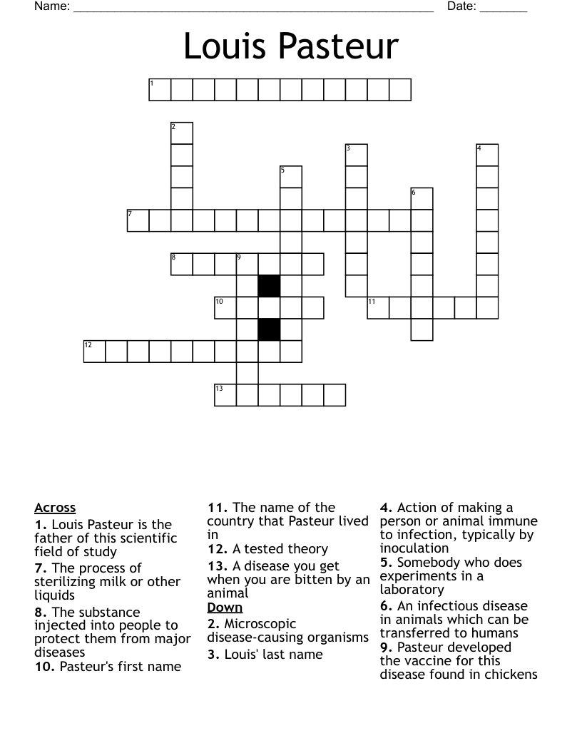 Louis Pasteur Crossword WordMint