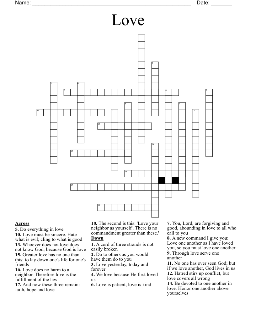 Love Crossword WordMint