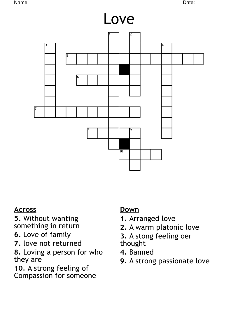 Love Crossword WordMint