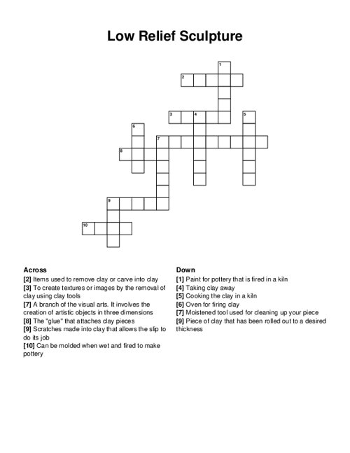 Low Relief Sculpture Crossword Puzzle Low Relief Sculpture Crossword Puzzle