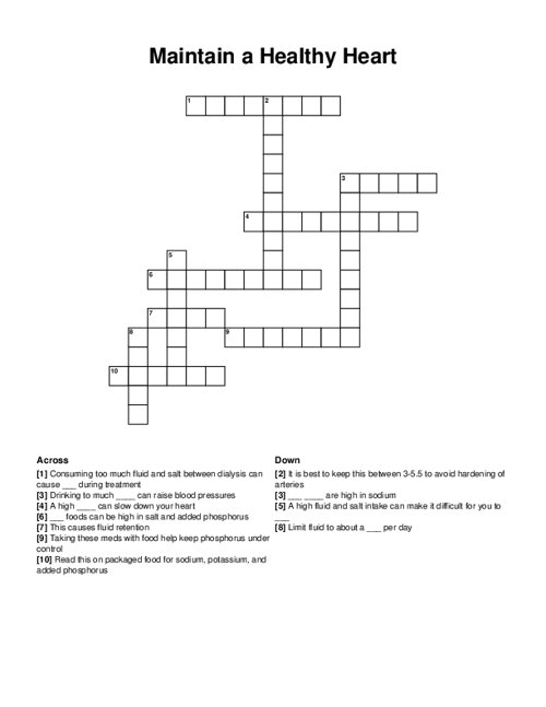 heart crossword puzzle