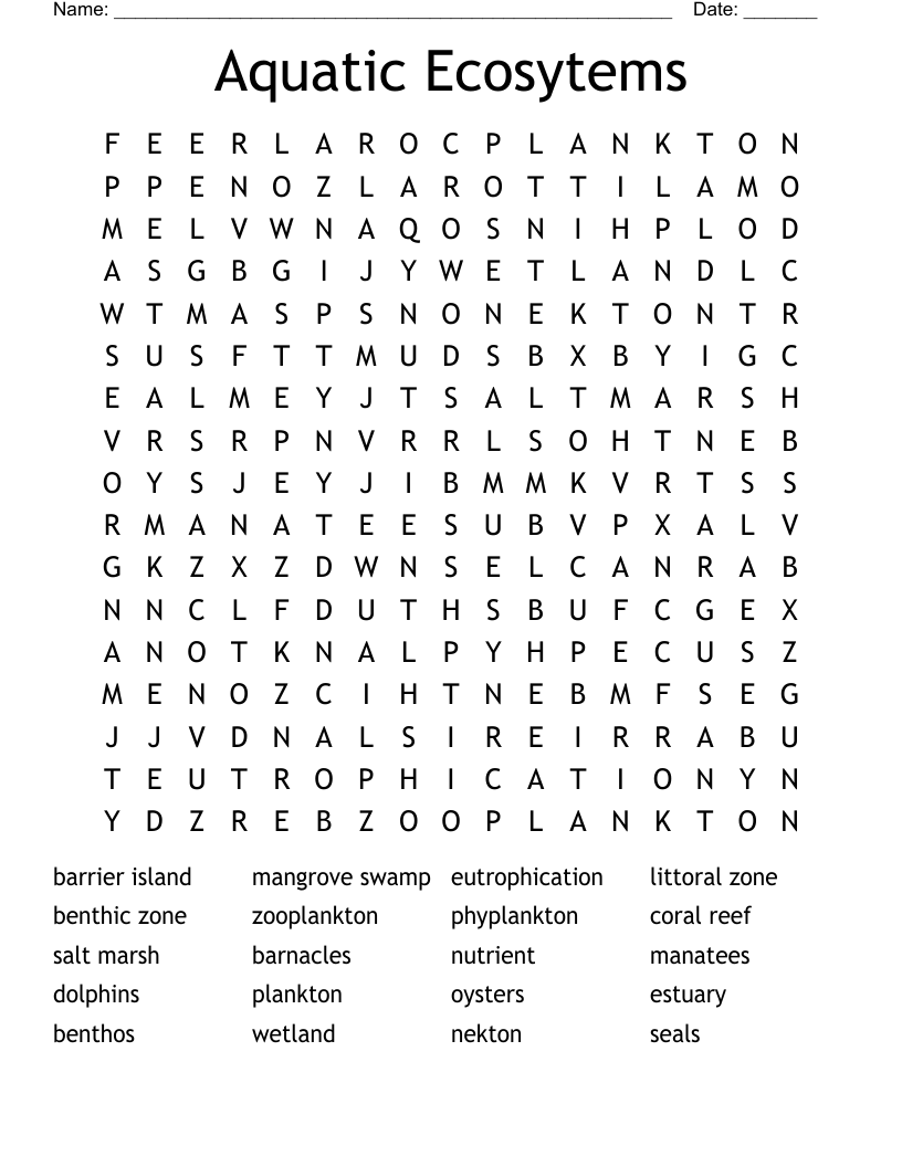 Mangrove Swamp Crossword WordMint
