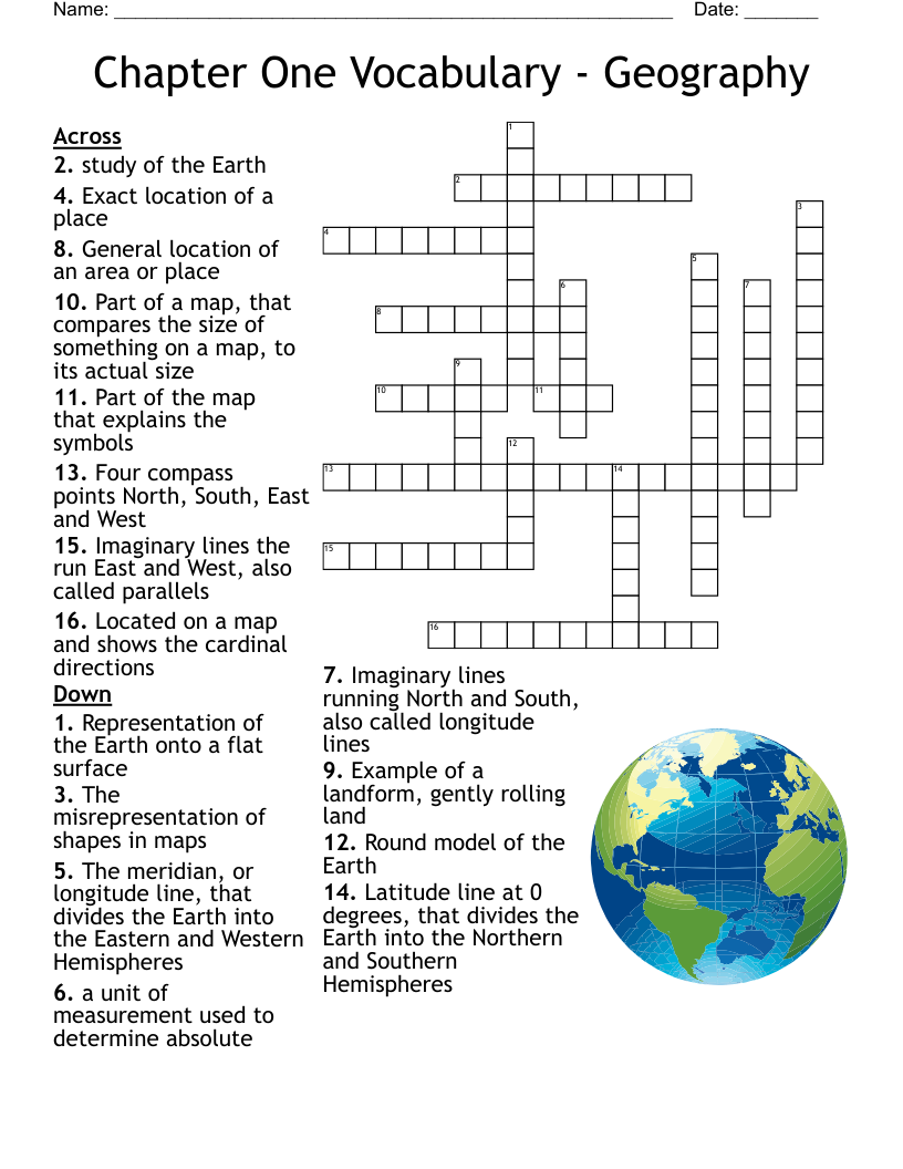 MAP Reading Crossword WordMint