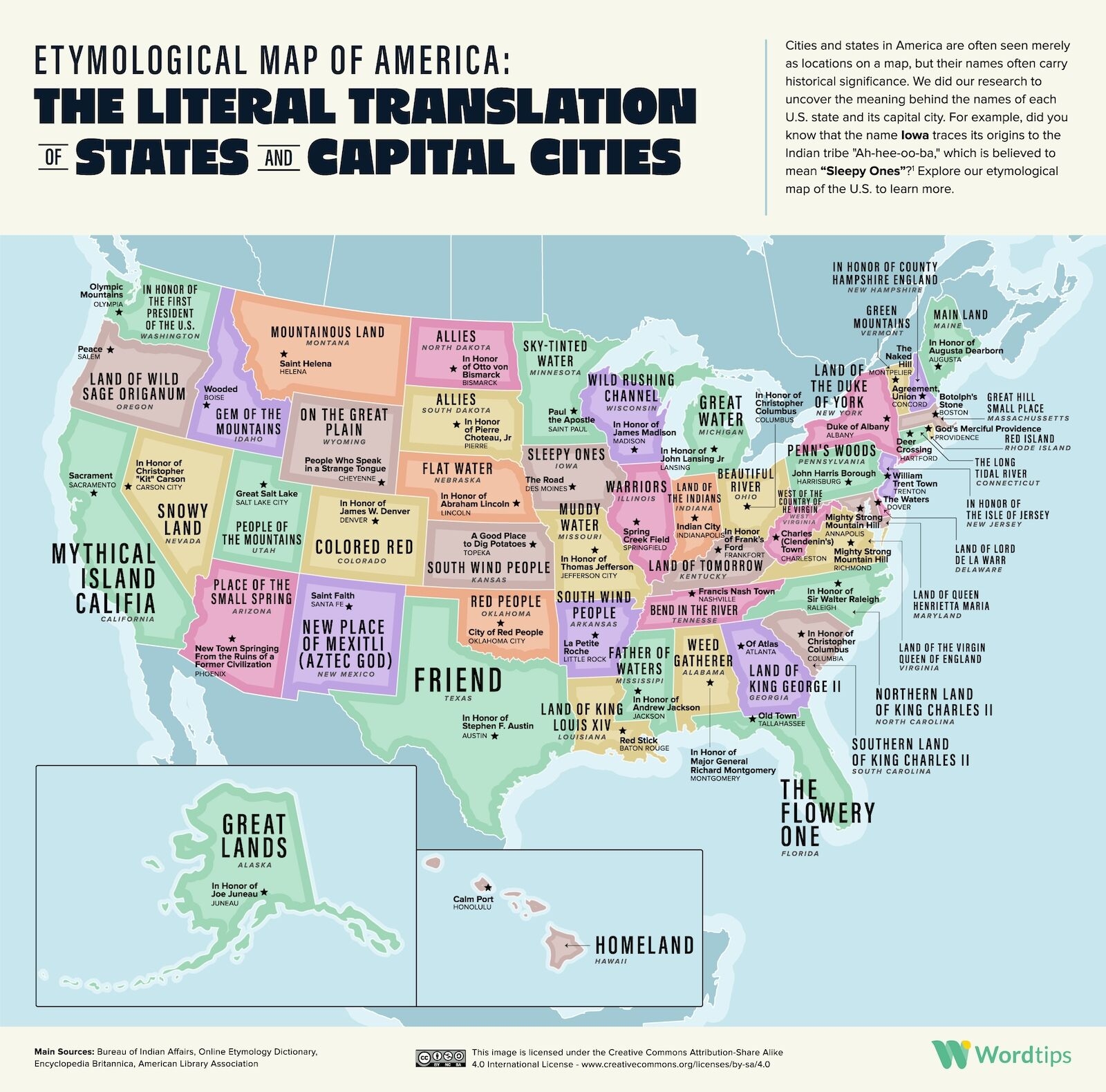 Mapped The Literal Translation Of State Names And Cities In The US