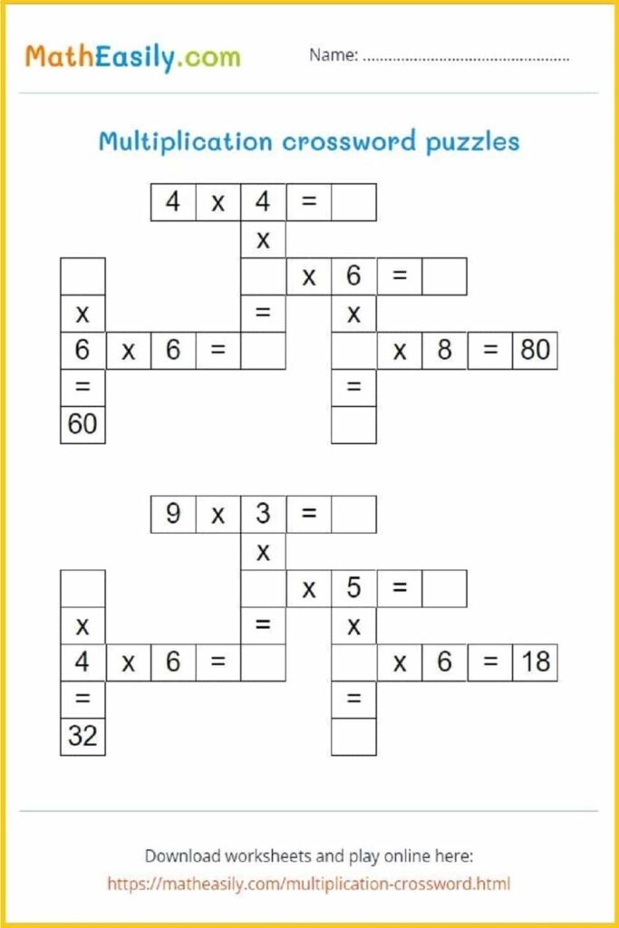 Math Crossword Puzzles Free Printable Crosswords