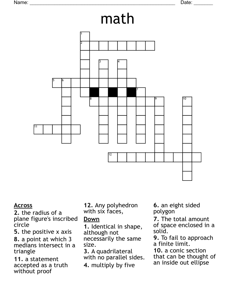 Math Crossword WordMint