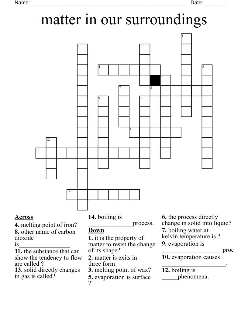 Matter In Our Surroundings Crossword WordMint