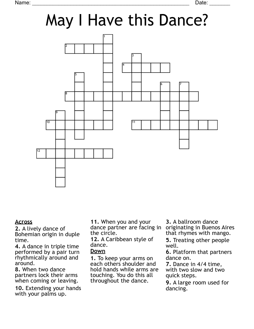 May I Have This Dance Crossword WordMint