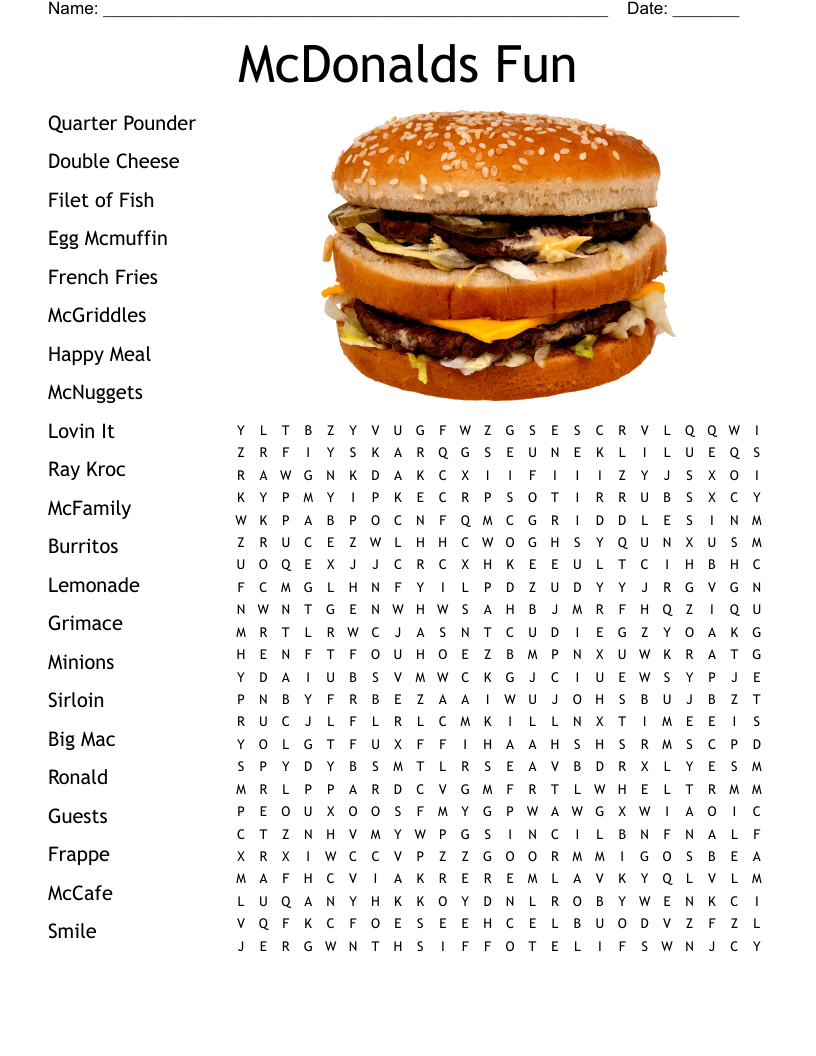McDonald s Crossword WordMint