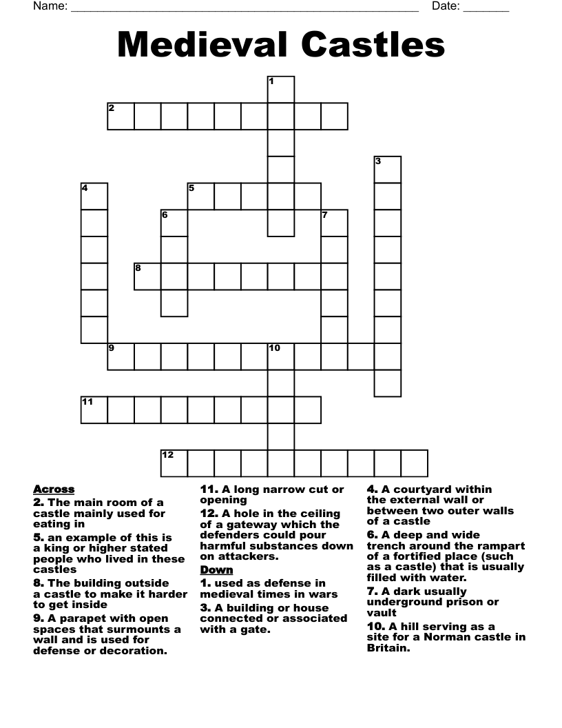 Medieval Castles Crossword WordMint