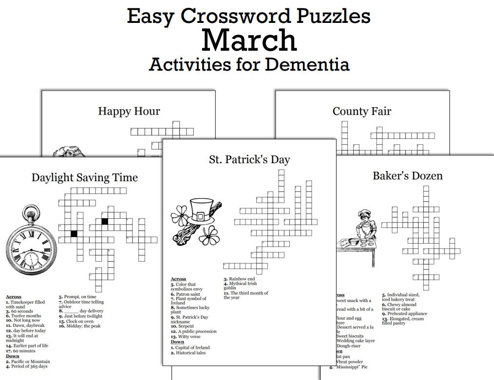 Memory enhancing Crossword Puzzles For Dementia Printable Brain Exercise For Improved Cognitive Functio Etsy