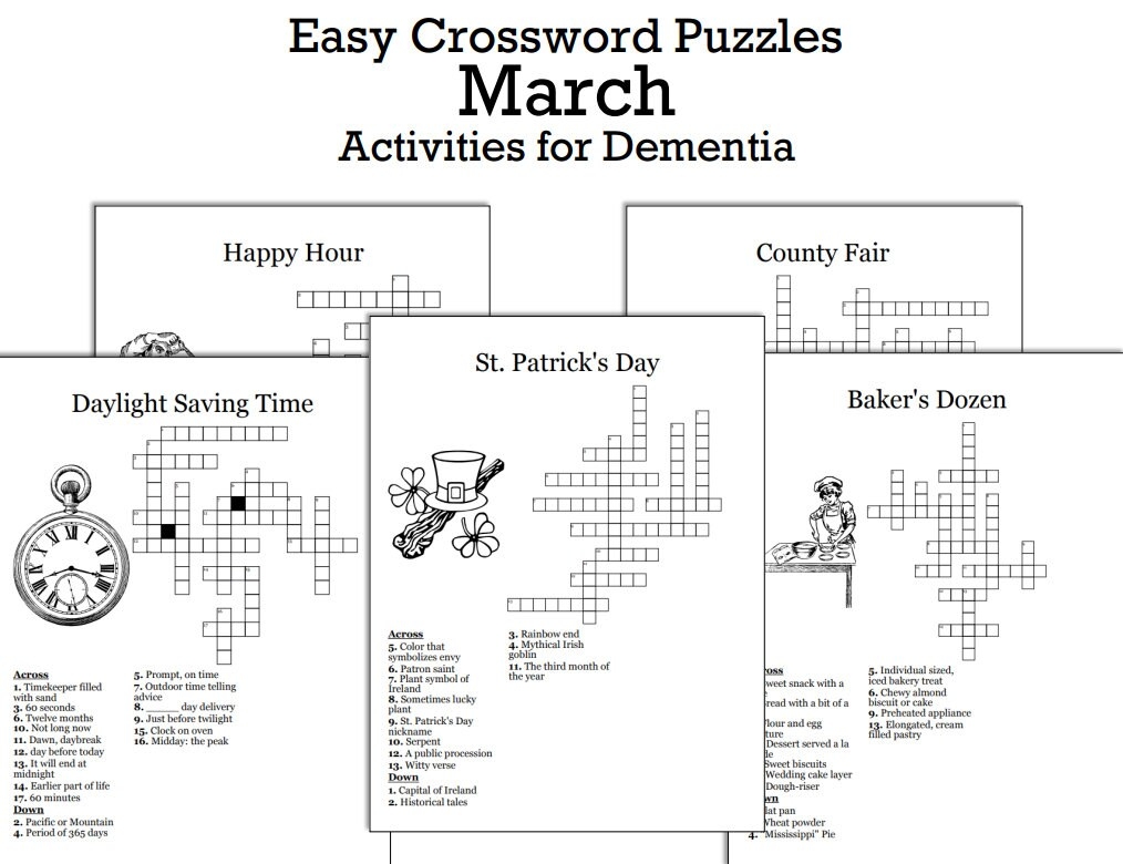 Memory enhancing Crossword Puzzles For Dementia Printable Brain Exercise For Improved Cognitive Functio Etsy