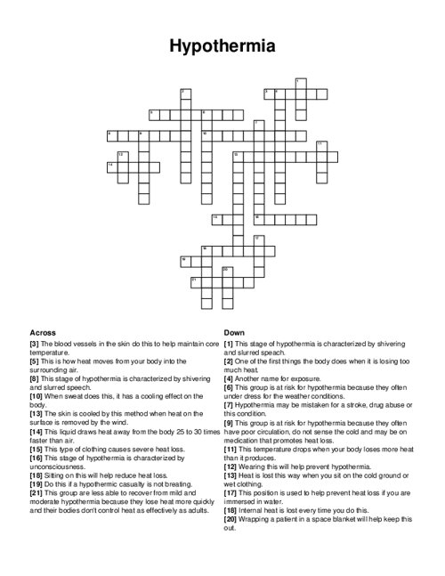 Mental Health Awareness Crossword Puzzle