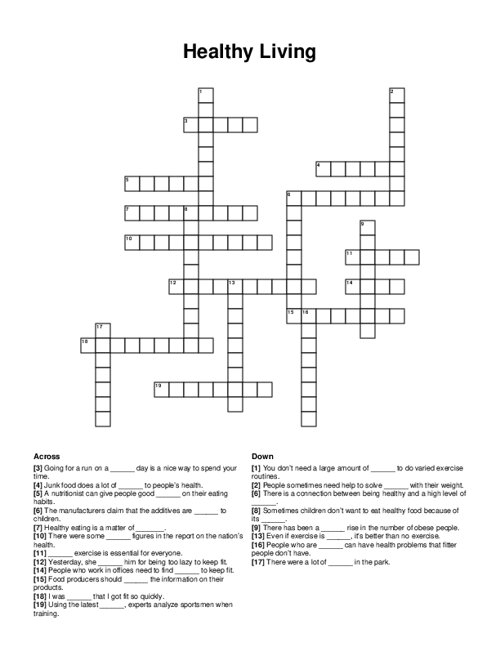 Mental Health Crossword Puzzle