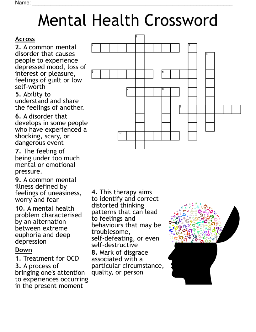 Mental Health Crossword WordMint