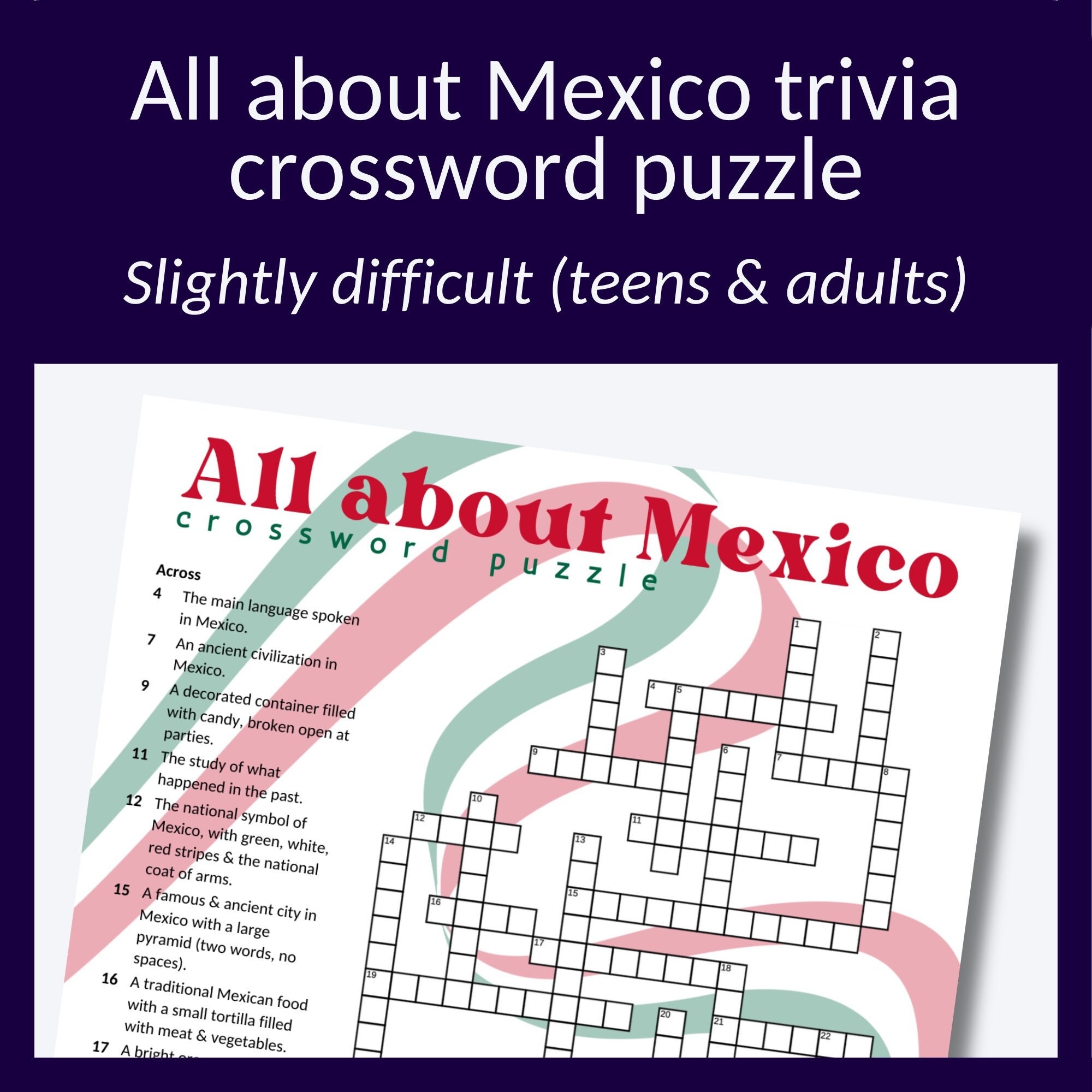 Mexico Crossword Puzzle Trivia Culture Game PDF Download Etsy Mexico Crossword Puzzle Trivia Culture Game PDF Download Etsy