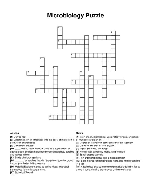 Microbiology Puzzle Crossword Puzzle Microbiology Puzzle Crossword Puzzle