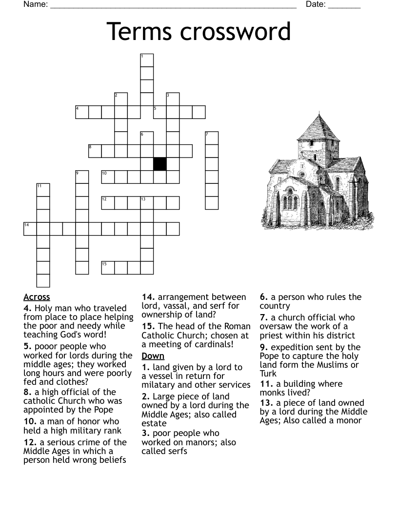 Middle Ages Crossword WordMint