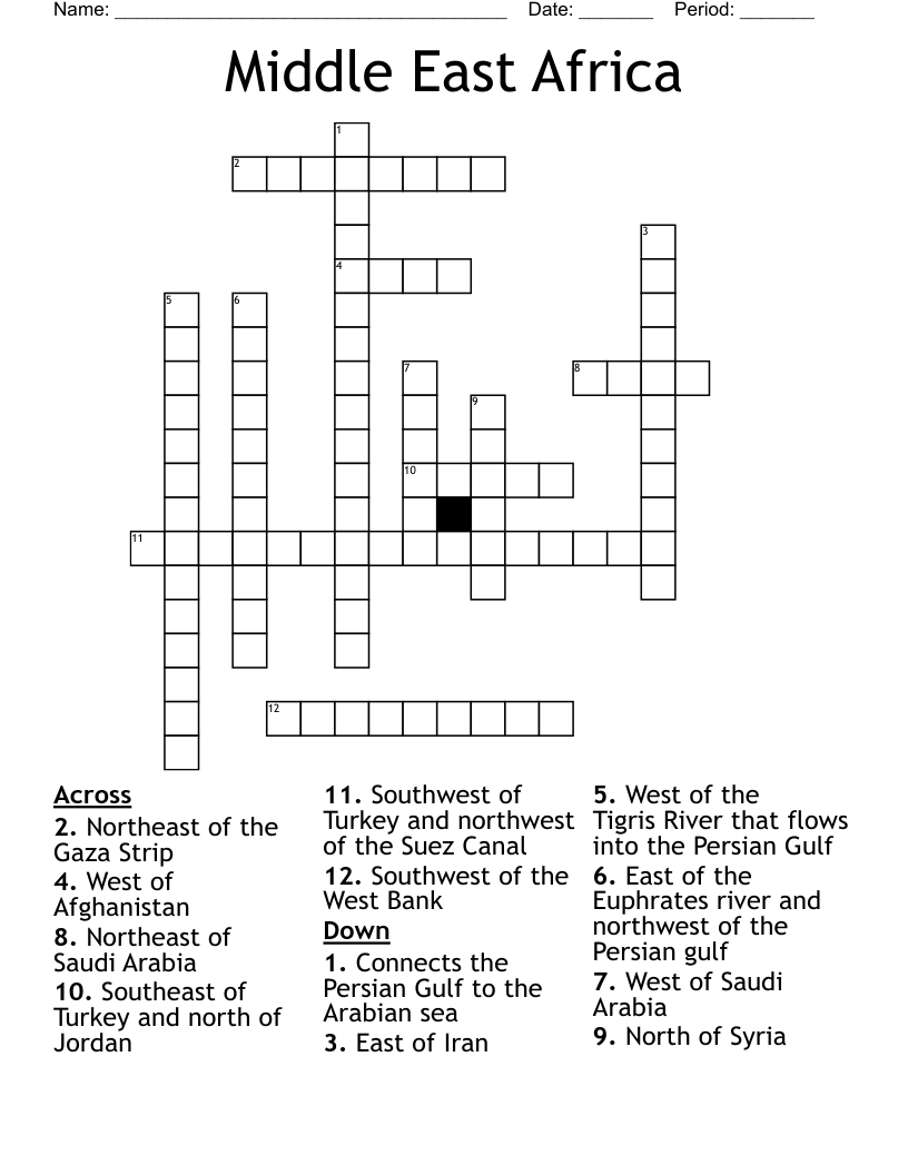Middle East Crossword WordMint Middle East Crossword WordMint