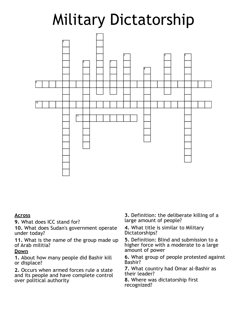 Military Dictatorship Crossword WordMint Military Dictatorship Crossword WordMint