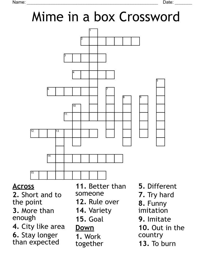 Mime In A Box Crossword WordMint