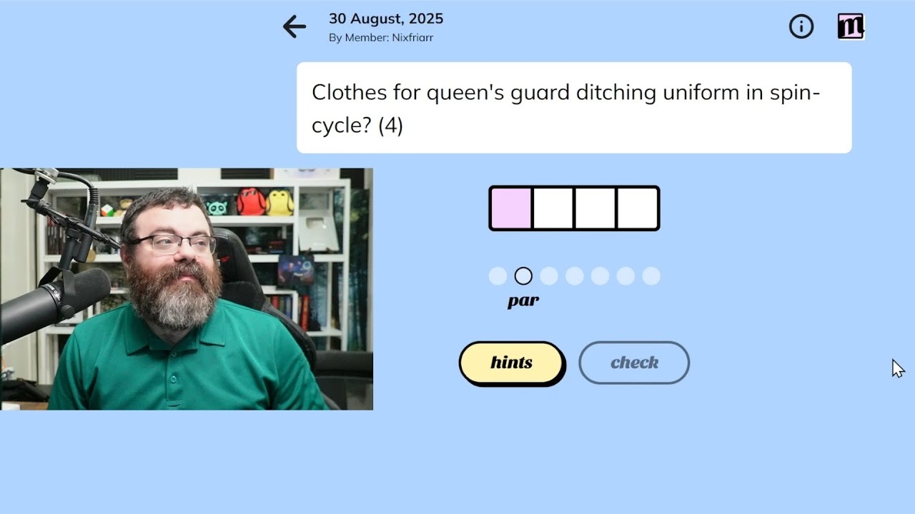 Minute Cryptic Aug 30th 2025 wordgames crypticcrossword crossword YouTube