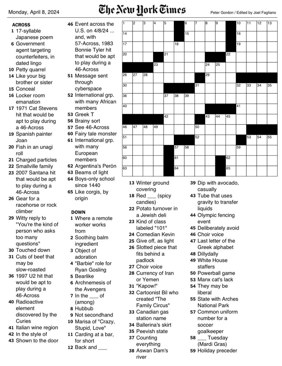 be kind nyt crossword clue