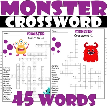 Monster Crossword Puzzle All About Monster Crossword Activities Monster Crossword Puzzle All About Monster Crossword Activities