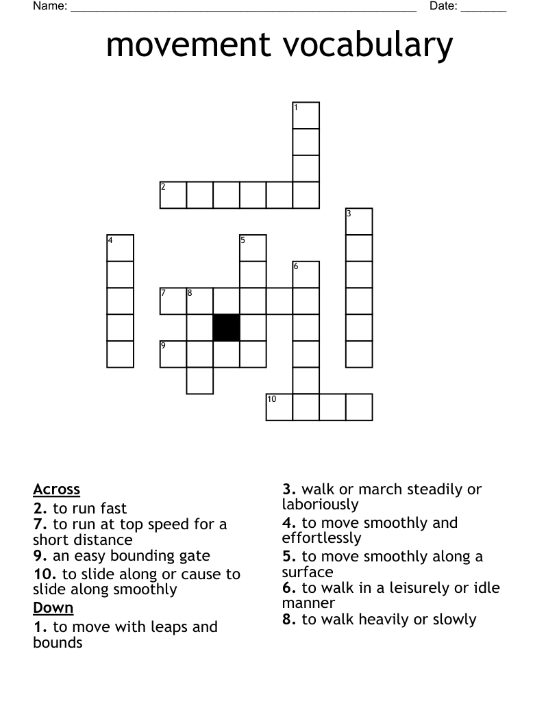 Movement Vocabulary Crossword WordMint