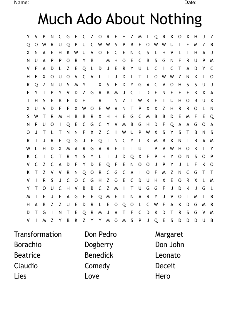Much Ado About Nothing Crossword WordMint