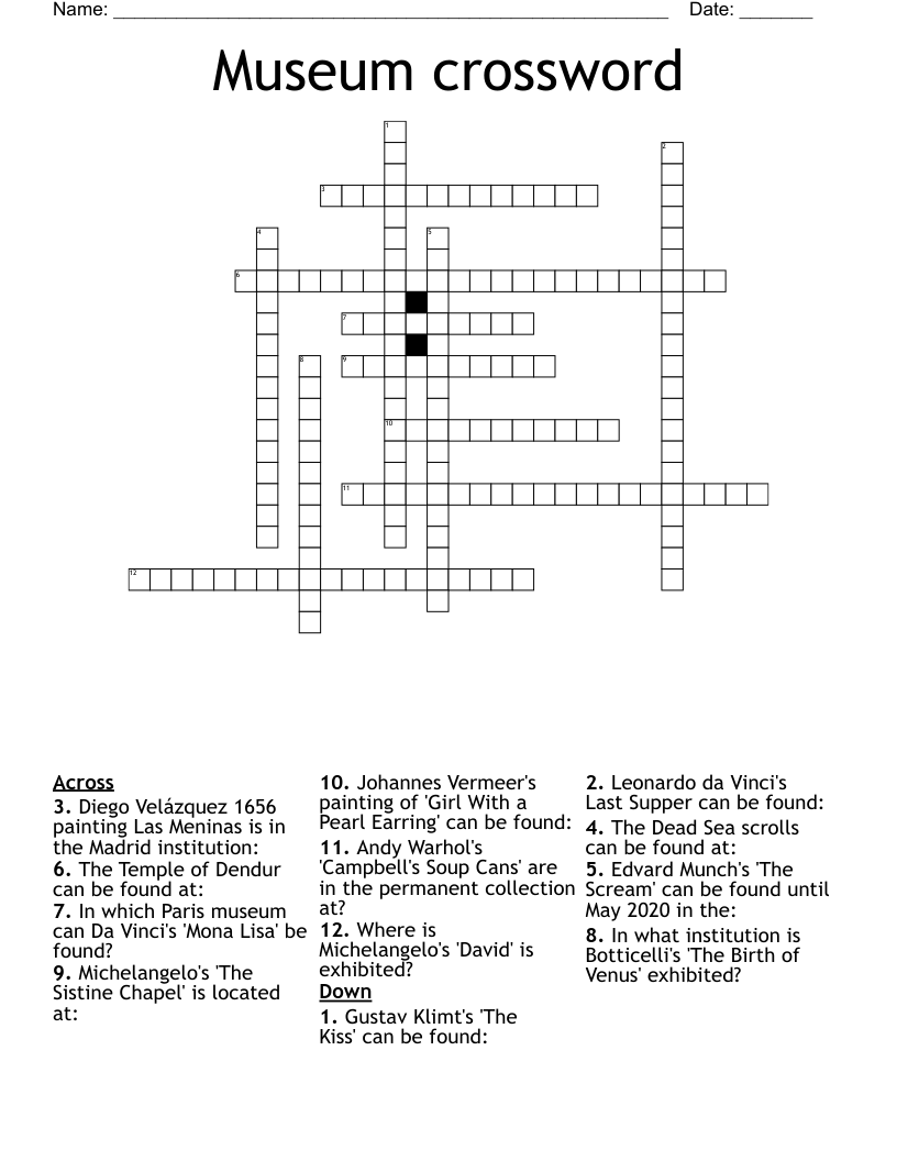 Museum Crossword WordMint