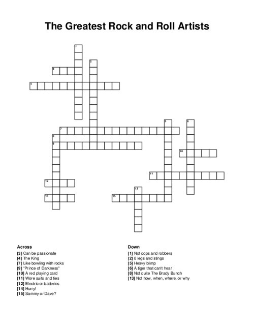 Music Crossword Puzzle