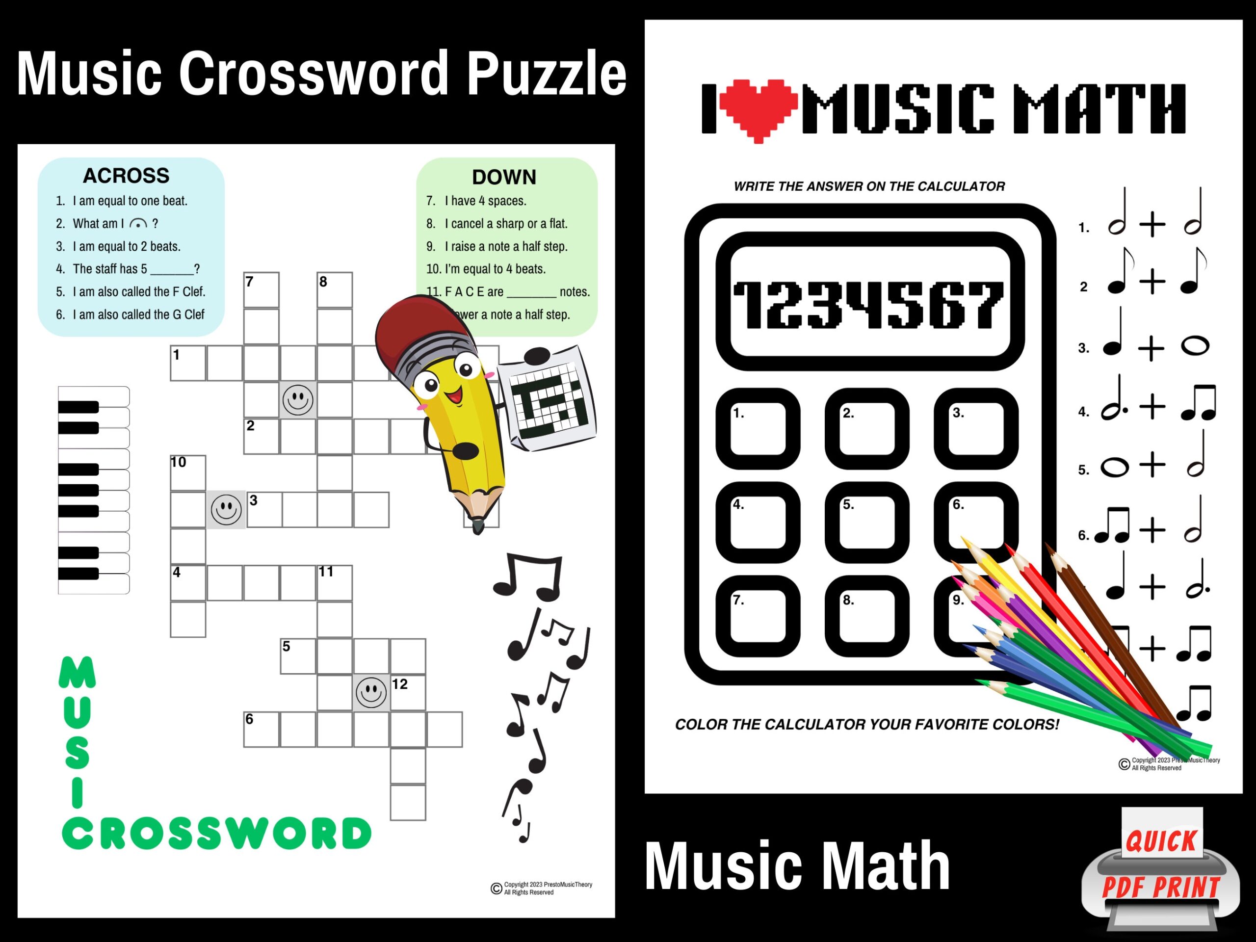 Music Crossword Puzzle Music Math Music Puzzles Music Worksheets Music Theory Piano Puzzles Time Values Piano Lesson Beginner Piano Etsy