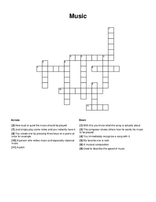 Music Crossword Puzzle
