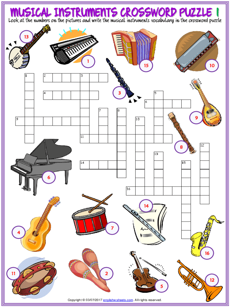 Musical Crossword Puzzle 1 Answer Key Fill Online Printable Fillable Blank PdfFiller Musical Crossword Puzzle 1 Answer Key Fill Online Printable Fillable Blank PdfFiller