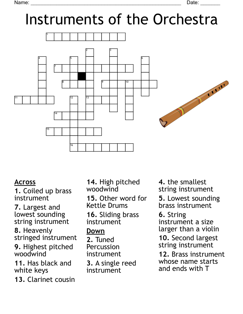 MUSICAL INSTRUMENTS Crossword WordMint