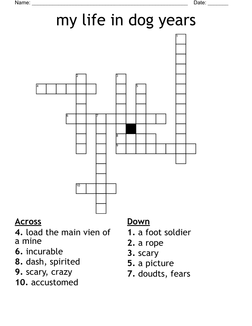 My Life In Dog Years Crossword WordMint