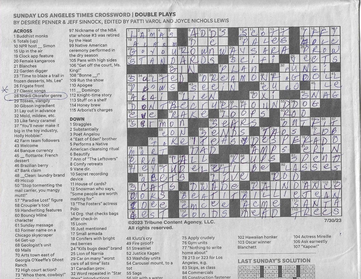 los angeles sunday times crossword