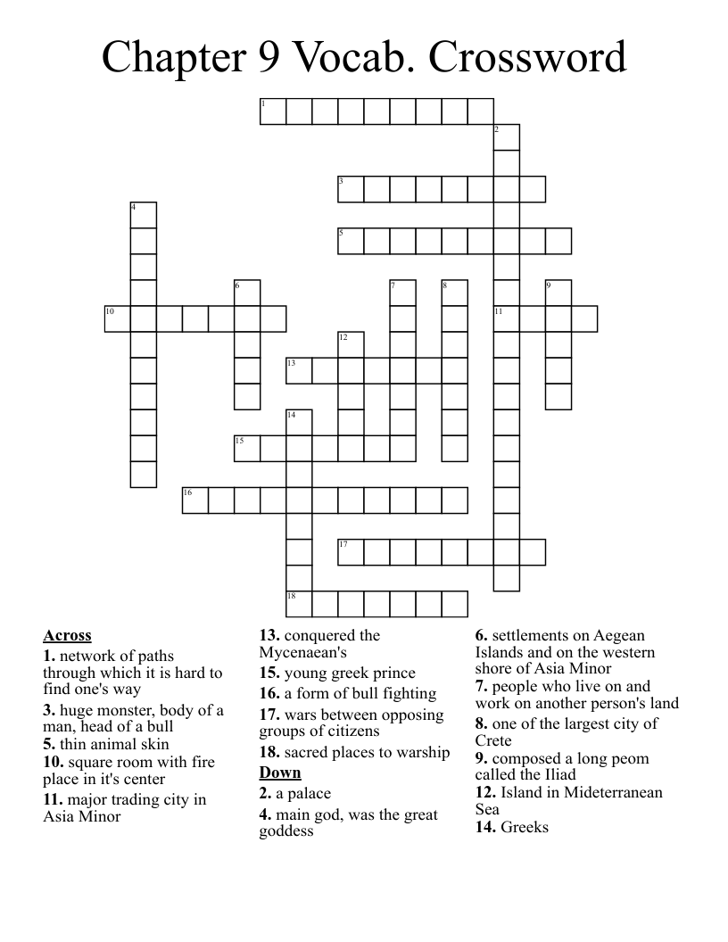 Mycenaean Crossword WordMint