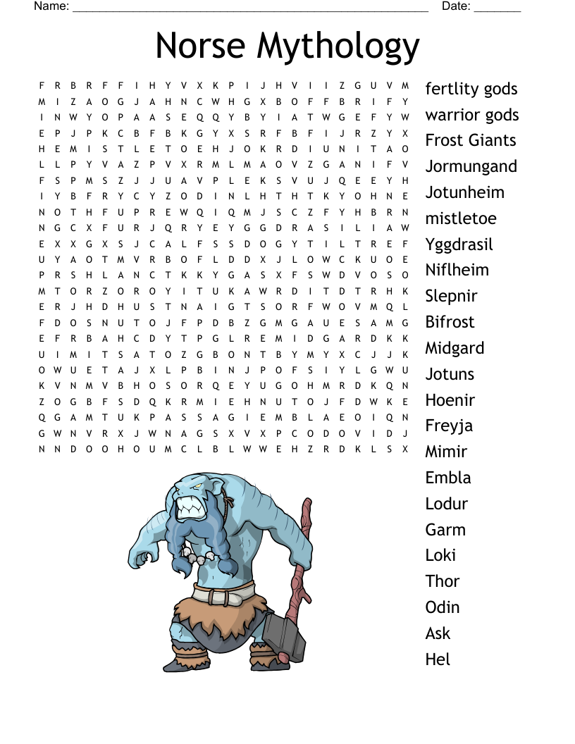 Mythology Pantheons And Creation Myths Crossword WordMint
