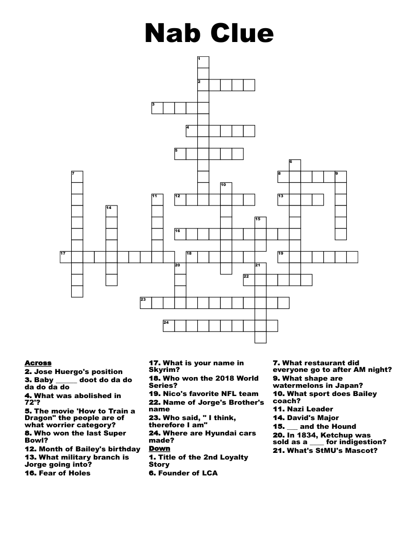 Nab Clue Crossword WordMint Nab Clue Crossword WordMint