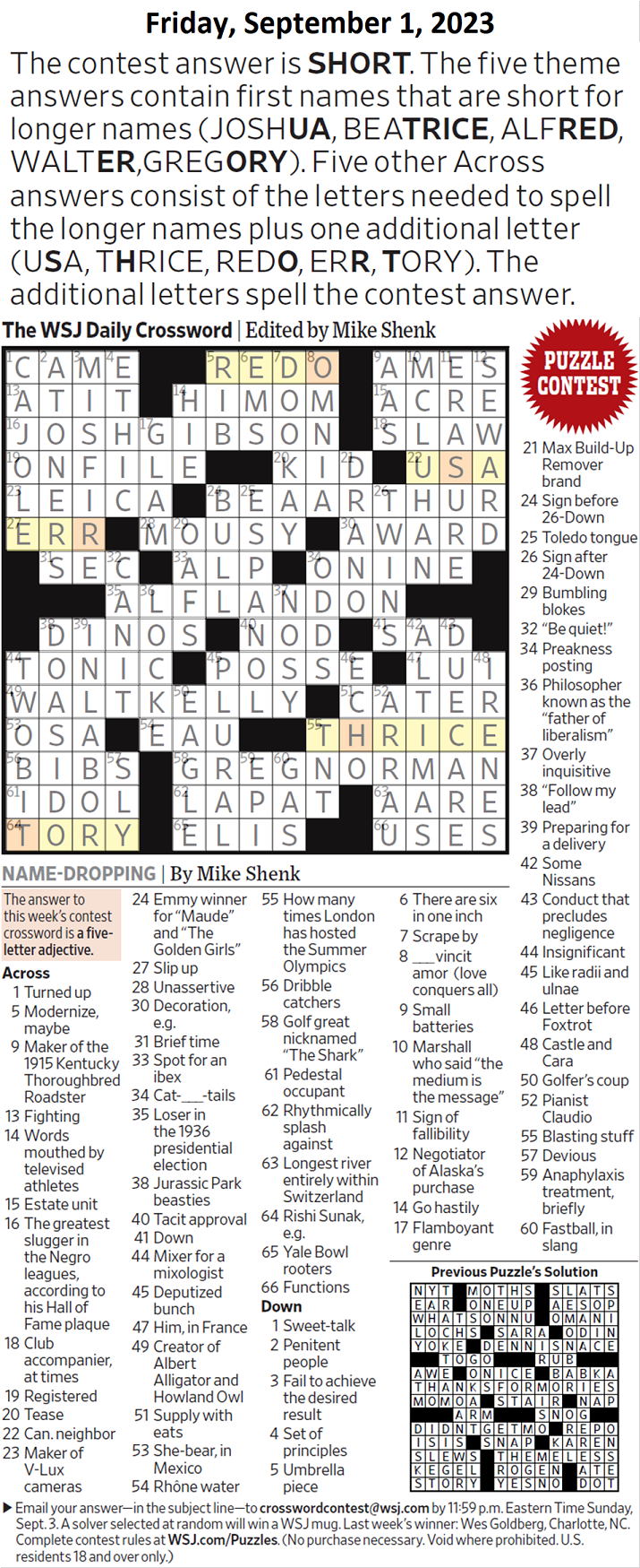 Name Dropping September 1 2023 Page 15 XWord Muggles Forum