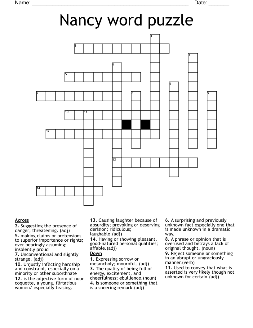 Nancy Word Puzzle Crossword WordMint Nancy Word Puzzle Crossword WordMint