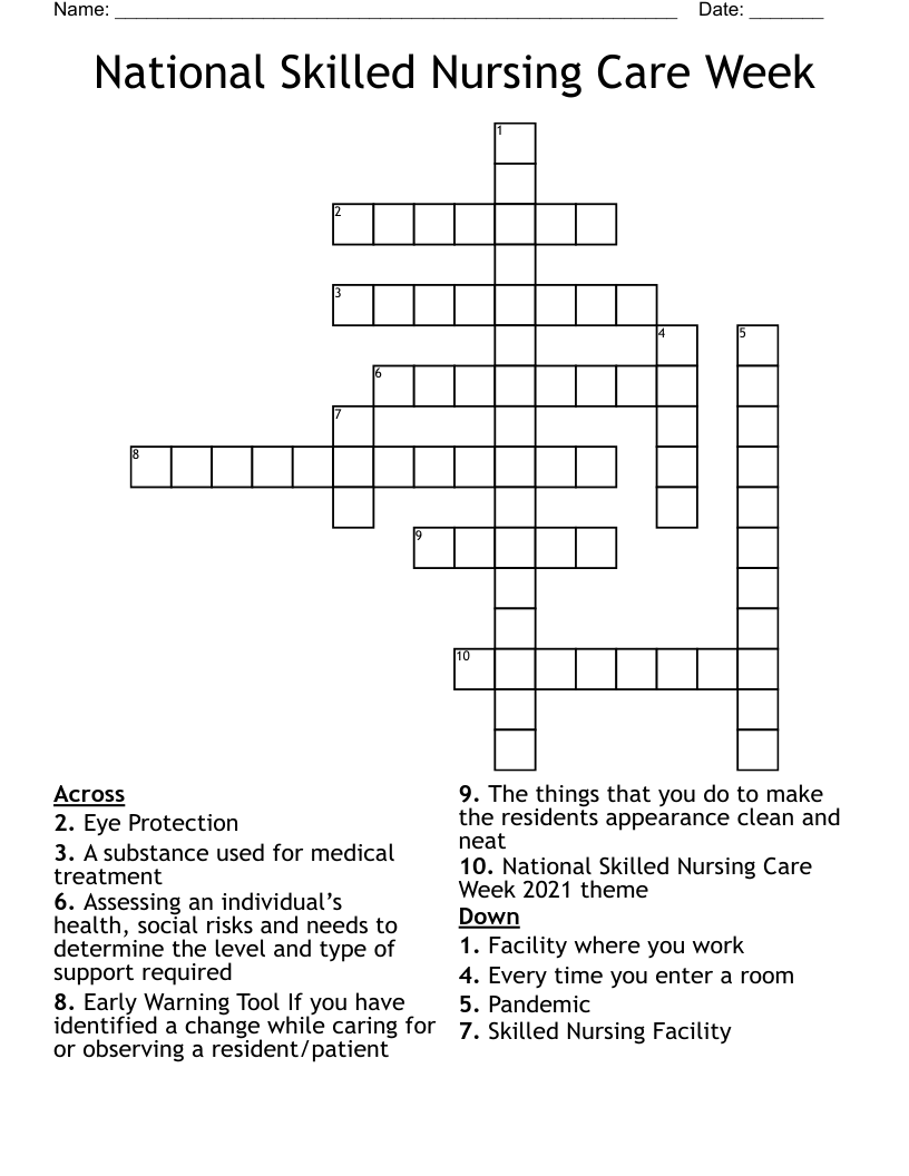 National Skilled Nursing Care Week Crossword WordMint National Skilled Nursing Care Week Crossword WordMint