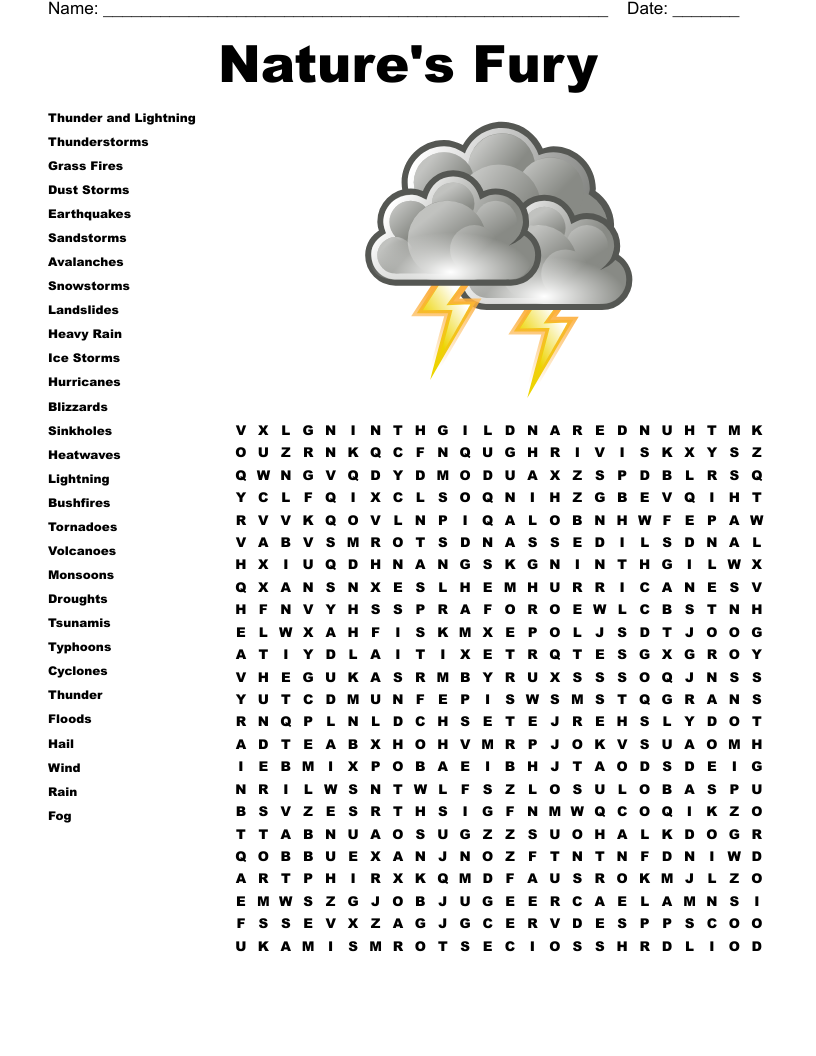 Nature s Fury Word Search WordMint Nature s Fury Word Search WordMint