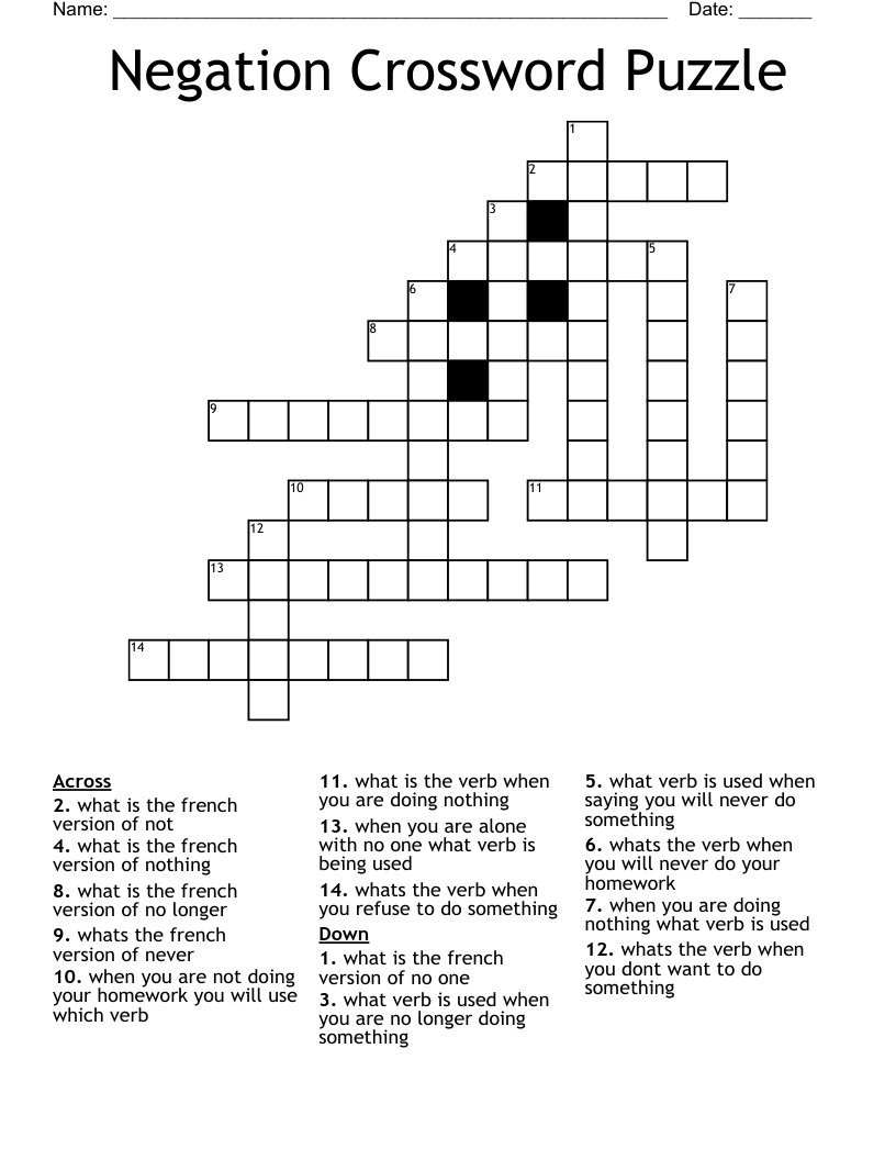 Negation Crossword Puzzle WordMint