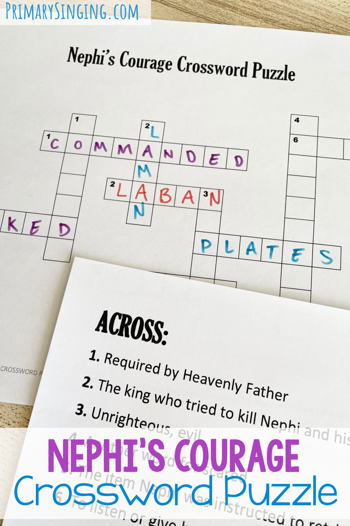 Nephi s Courage Crossword Puzzle Primary Singing Nephi s Courage Crossword Puzzle Primary Singing